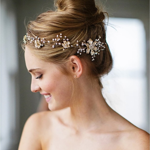 Bridal hair vine in gold and silver - Picture 2 of 4